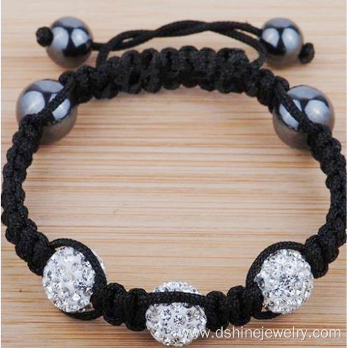 Silver Crystal Shamballa Adjustable Lady Hand Side Bracelets